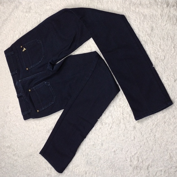 MiH Jeans The Oslo Blue Kara Dark Wash Four Pocket Mid Rise Long Slim Leg Jean - Picture 14 of 14